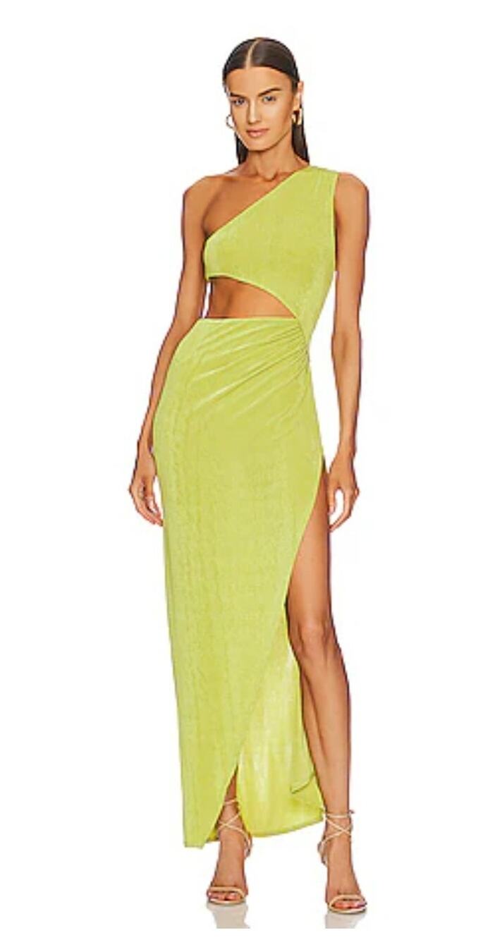 REVOLVE Lime One-Shoulder Cutout Maxi Dress